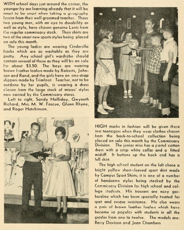 Article about back-to-school clothing sold in the commissary.