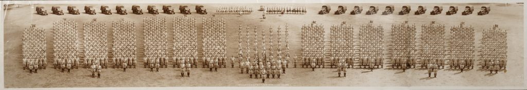 The members of the 33rd U.S. Infantry, Ft. Clayton, Panama Canal Zone standing in a group formation in May of 1939