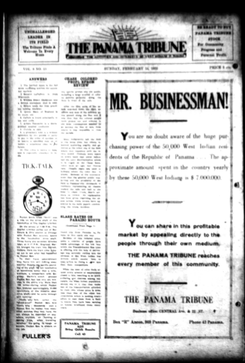 This image contains the final page of the Panama Tribune. There are a few articles and advertisements