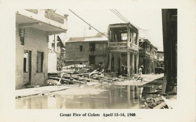 Photo of the damage resulting from the Great Fire of Colon. 