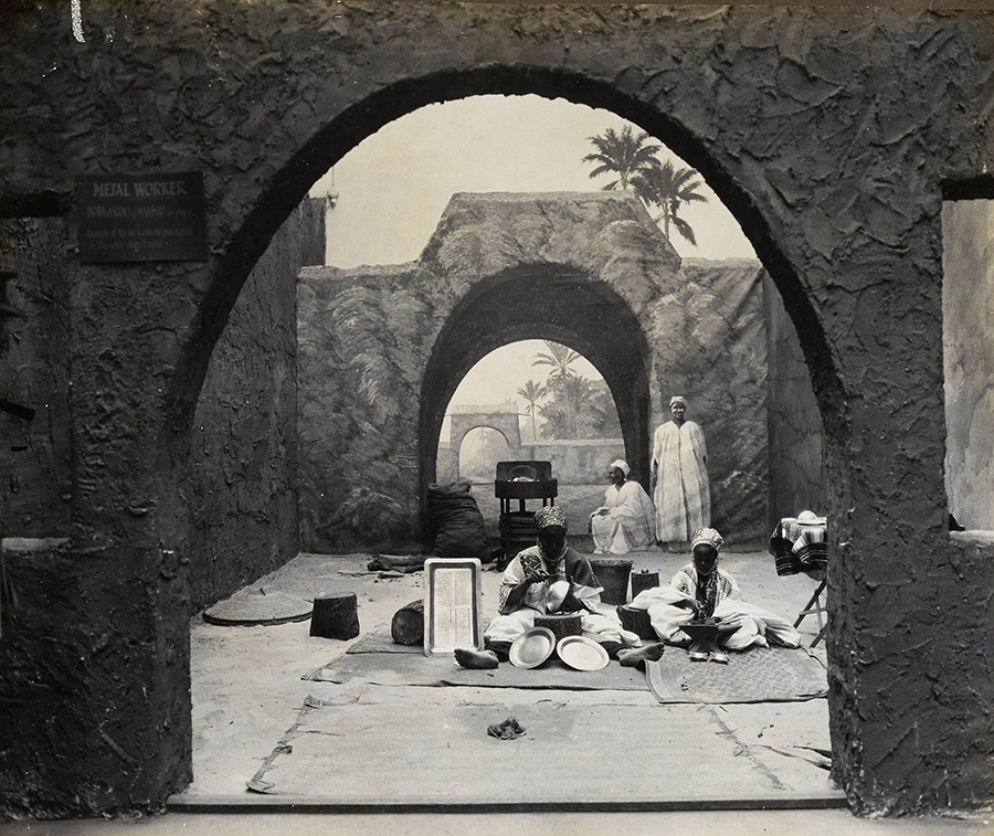 People participating in the metalwork display at the Nigerian Pavilion, 1925.