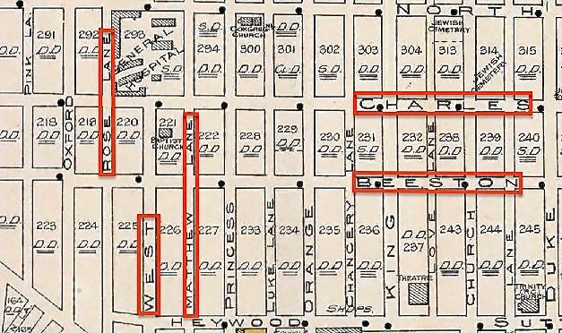 Approximate location of 145 W St. in Kingston, 1894 - zoomed