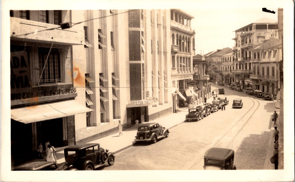 Left-hand driving cars on street in Panama City, Panama.