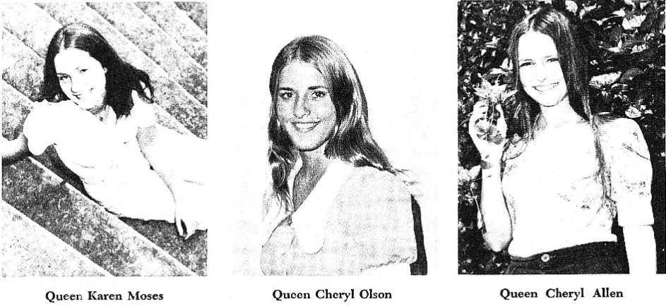 Photo from 1973 of three Jamboree Queens, Karen Moses, Cheryl Olson, and Cheryl Allen.