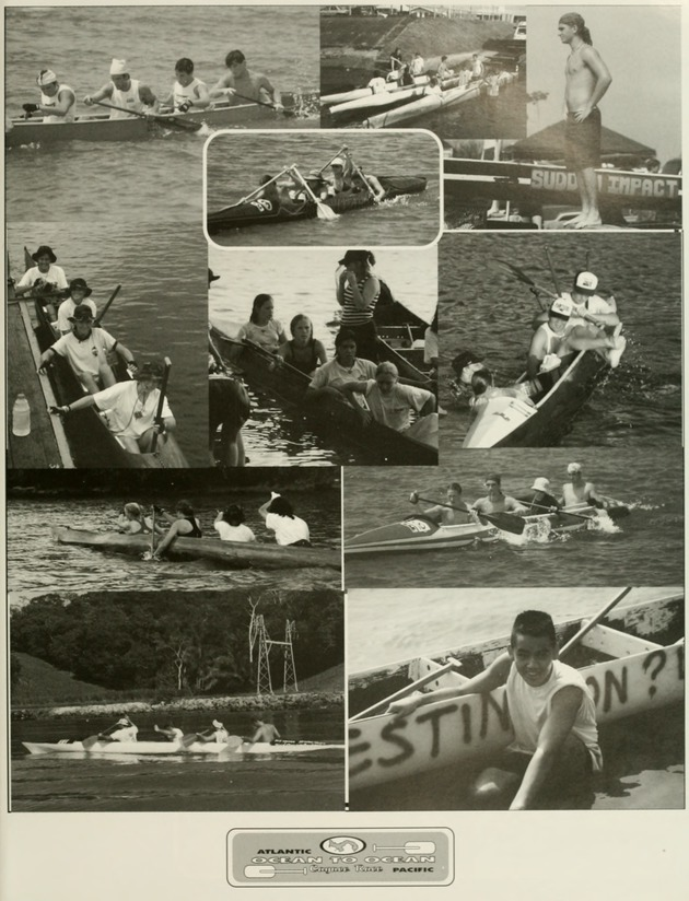 First page of a collage of the 1997 race along with cayuco names from the Zonian yearbook.